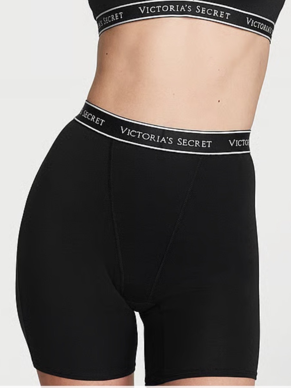 Victoria's Secret Black Logo Cotton High-Waist Boxer Boy Brief. Size S